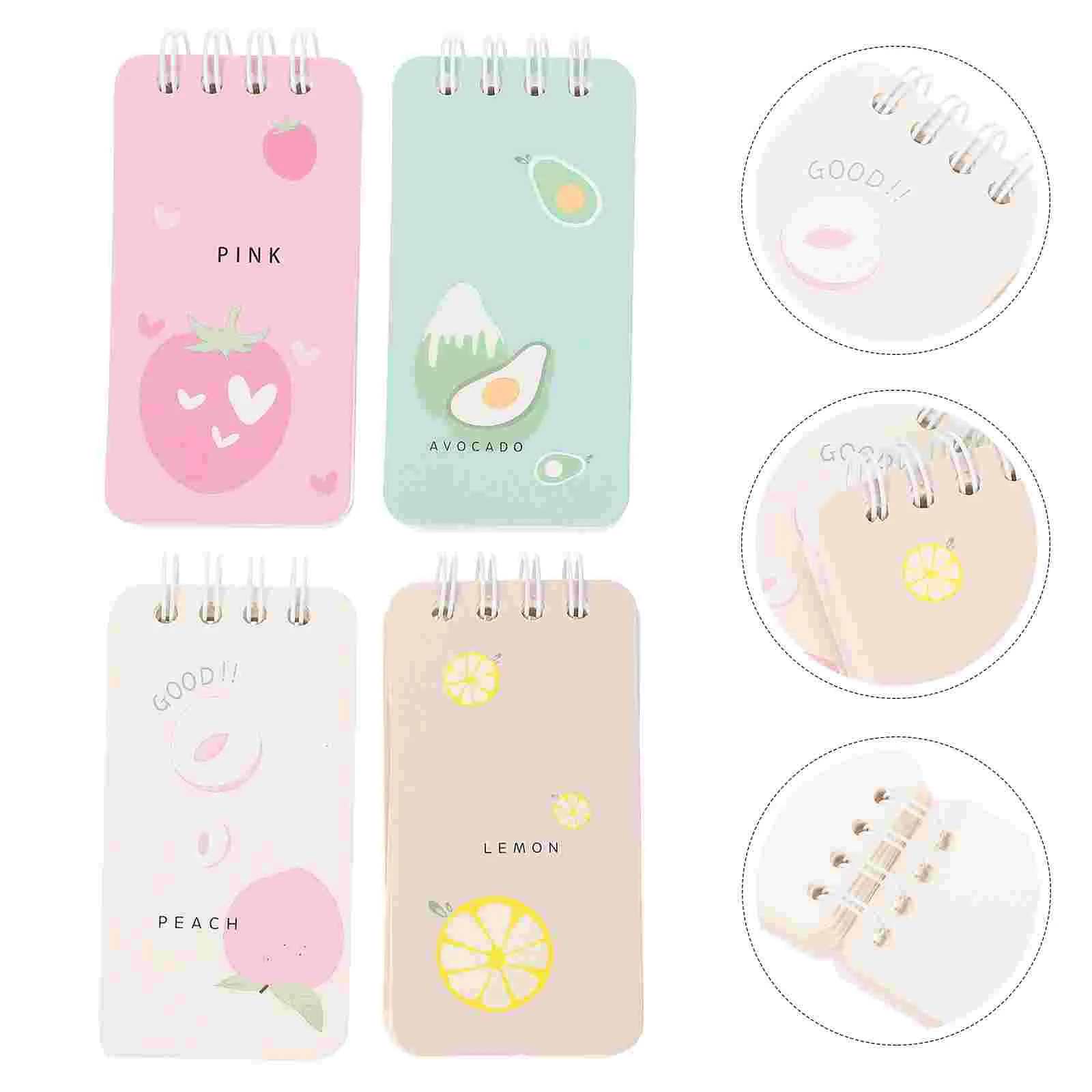 4 Pcs Fruit Notebook Portable Drawing Pad Tablets for Kids Writing Children Blank Paper On The Turn Small