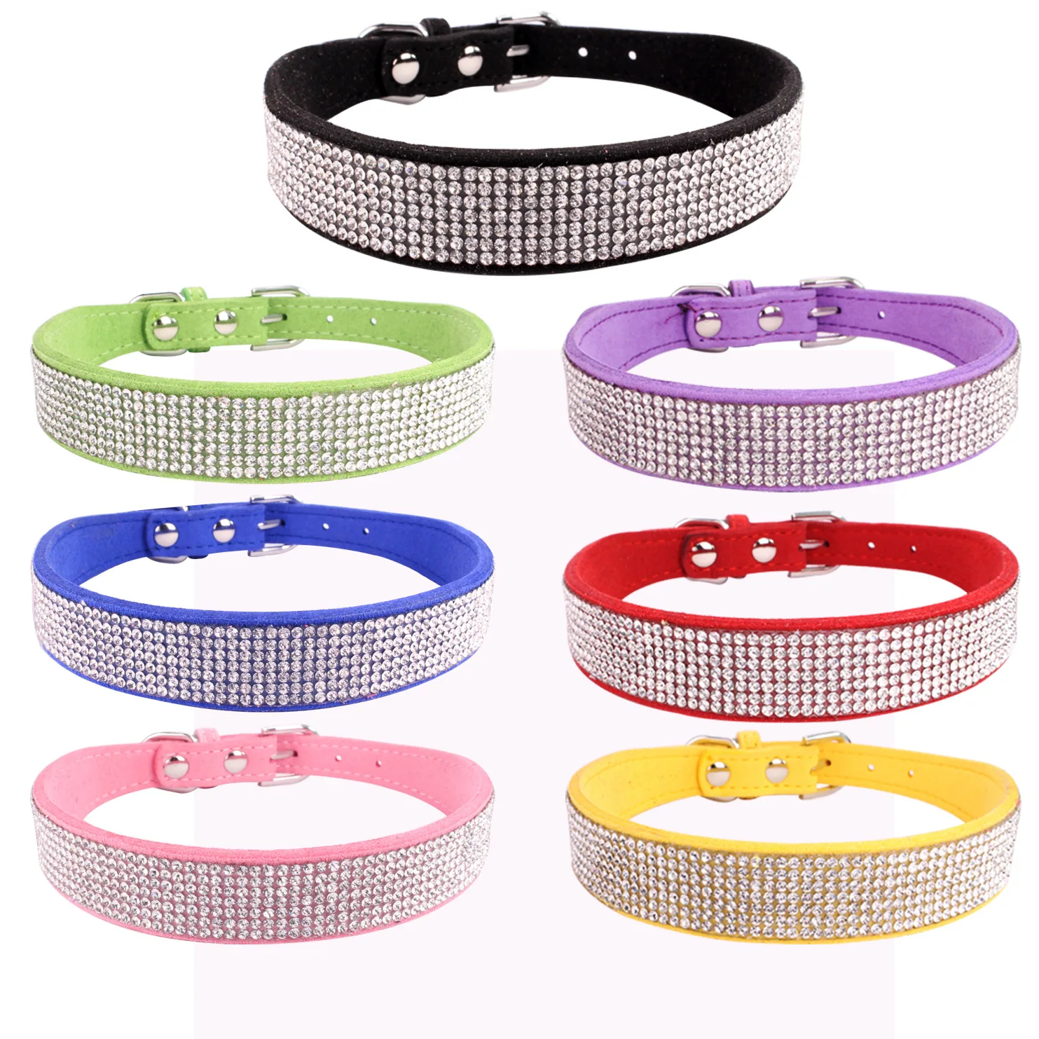 XXS/XS/S/M/LCrystal Dog Collar Comfortable Glitter Rhinestone Colorful Dog Collars Zinc Alloy Buckle Collar for Small Dogs Cats