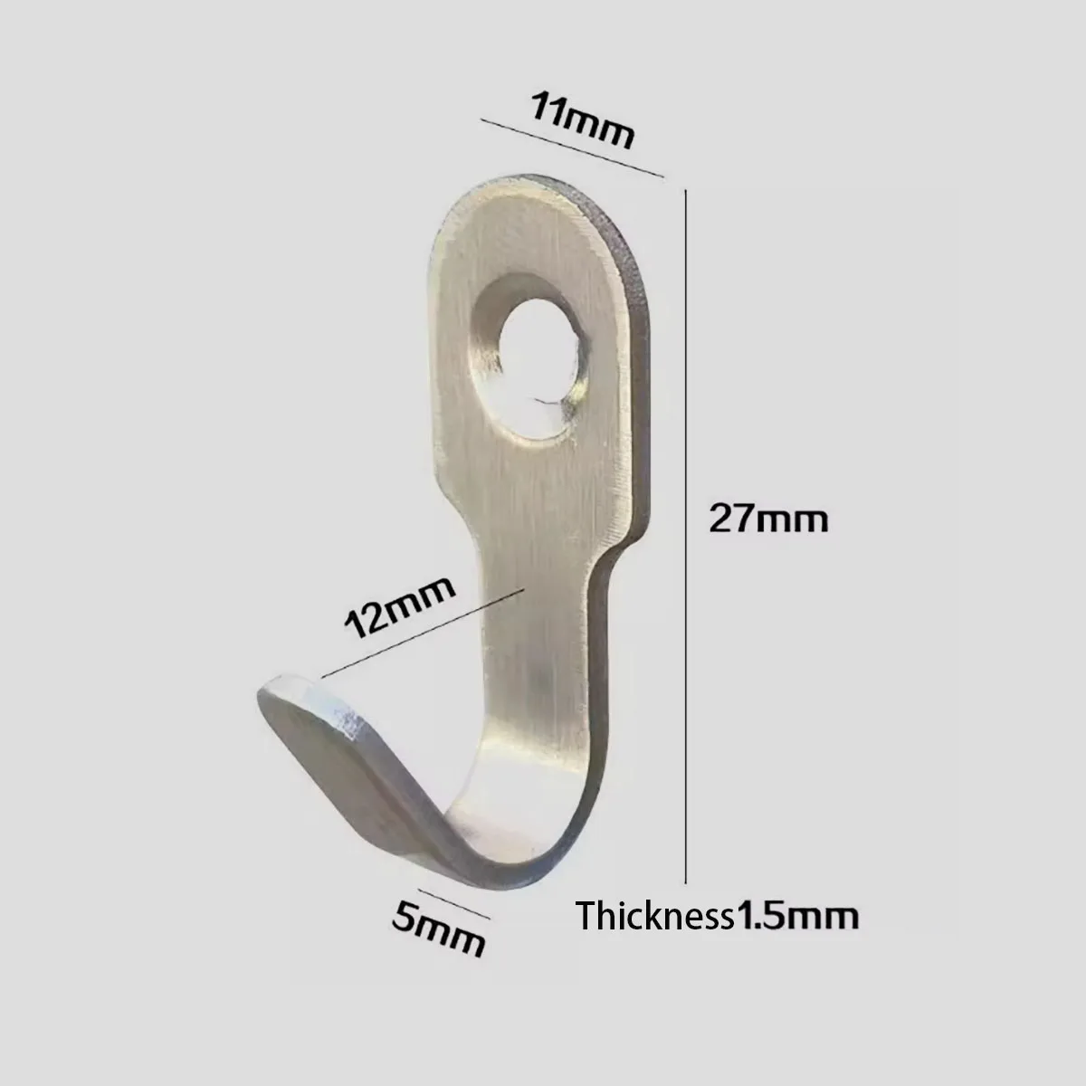Stainless Steel Mini Key Holder with Screw Hook, Perforated Through The Wall, J-shaped Kitchen Accessory