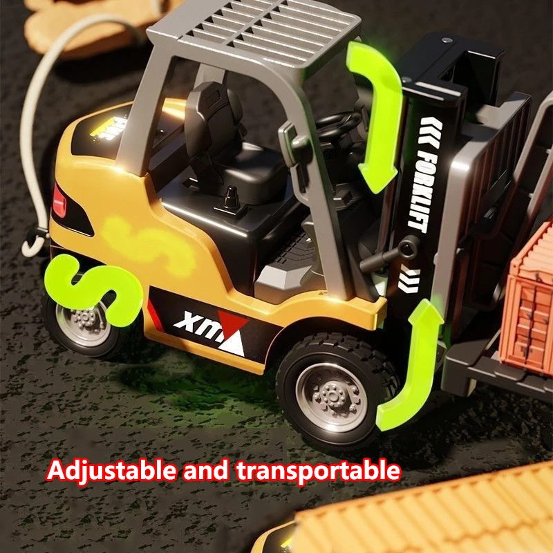 Mini Alloy Forklift Electric Engineering Model with Sound / 3-speed Variable Speed Outdoor Portable EDC Creative Gift Toy