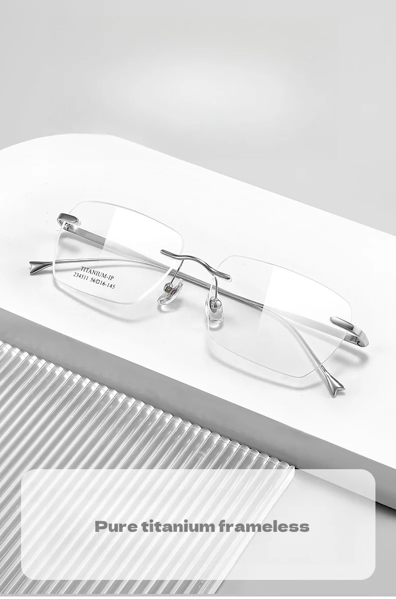 F·DRACON Neue rahmenlose Herrenbrille aus reinem Titan mit ultraleichter polygonaler optischer Korrektur für Herrenbrillen 234510wk – Detail 1
