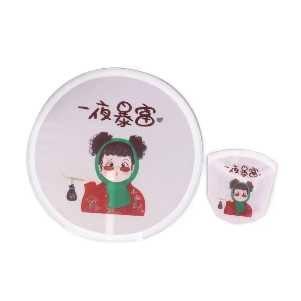 Kid Flying Disc Fan Decorative Mini Flying Disk Fan Cartoon Round Folding Fans Collapsible Fan with Pocket Hand Fan Summer