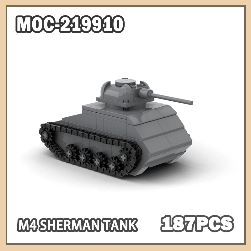 

MOC-219910 MINI Tank Series M4 Sherman Tank Building Block Model Brick Soldier Corps Army Customize DIY Set Creative Gifts187PCS