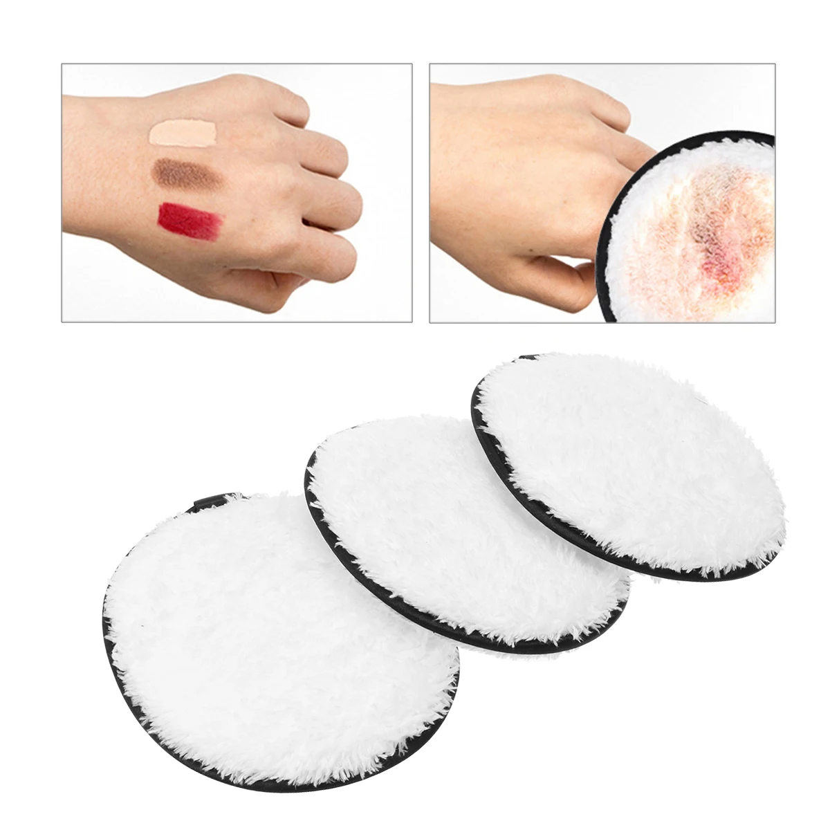 Serviette démaquillante en microfibre douce, tampons en tissu, nettoyage du visage, lingette lavable réutilisable, Mascara d'ombre à paupières naturelle, 3 pièces