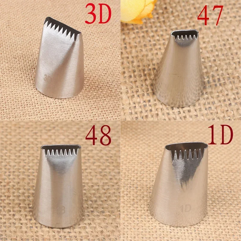 #3D#47#48#1D Cake Decorating Tips Set Pastry Icing Piping Nozzles Stainless Steel Single Row Flower Basket Nozzle