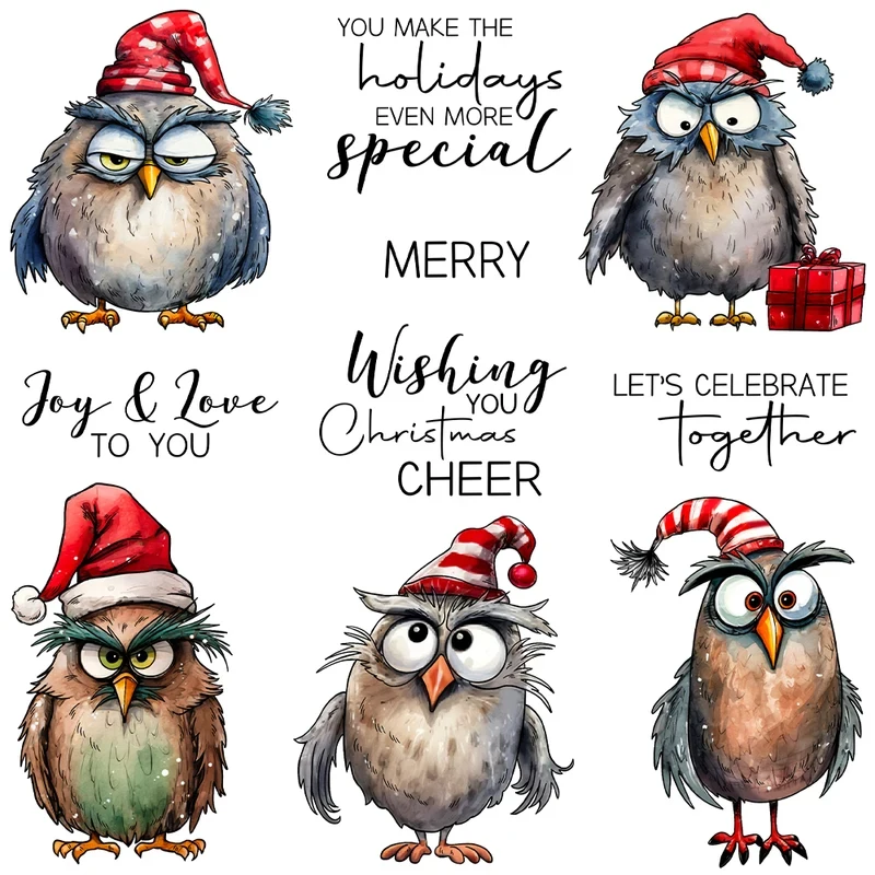

Cute Cartoon Owl Christmas Cutting Dies Clear Stamp DIY Scrapbooking Metal Dies Silicone Stamp For Cards Album Decor