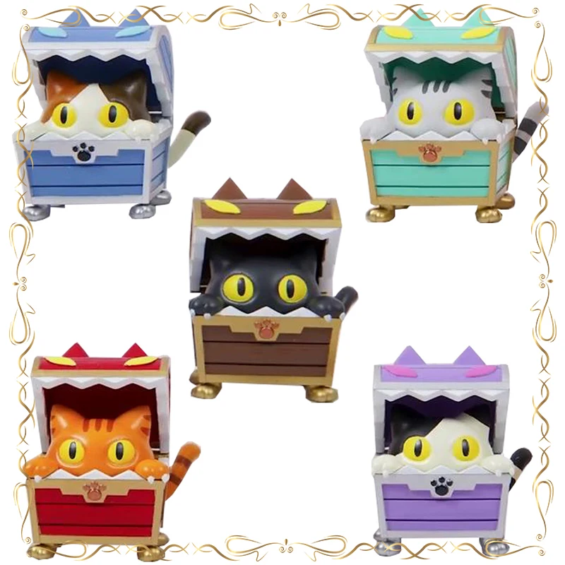 

In The Treasure Chest Cat Kawaii Keepsake Collection Desktop Ornament Action Figure Model Toys