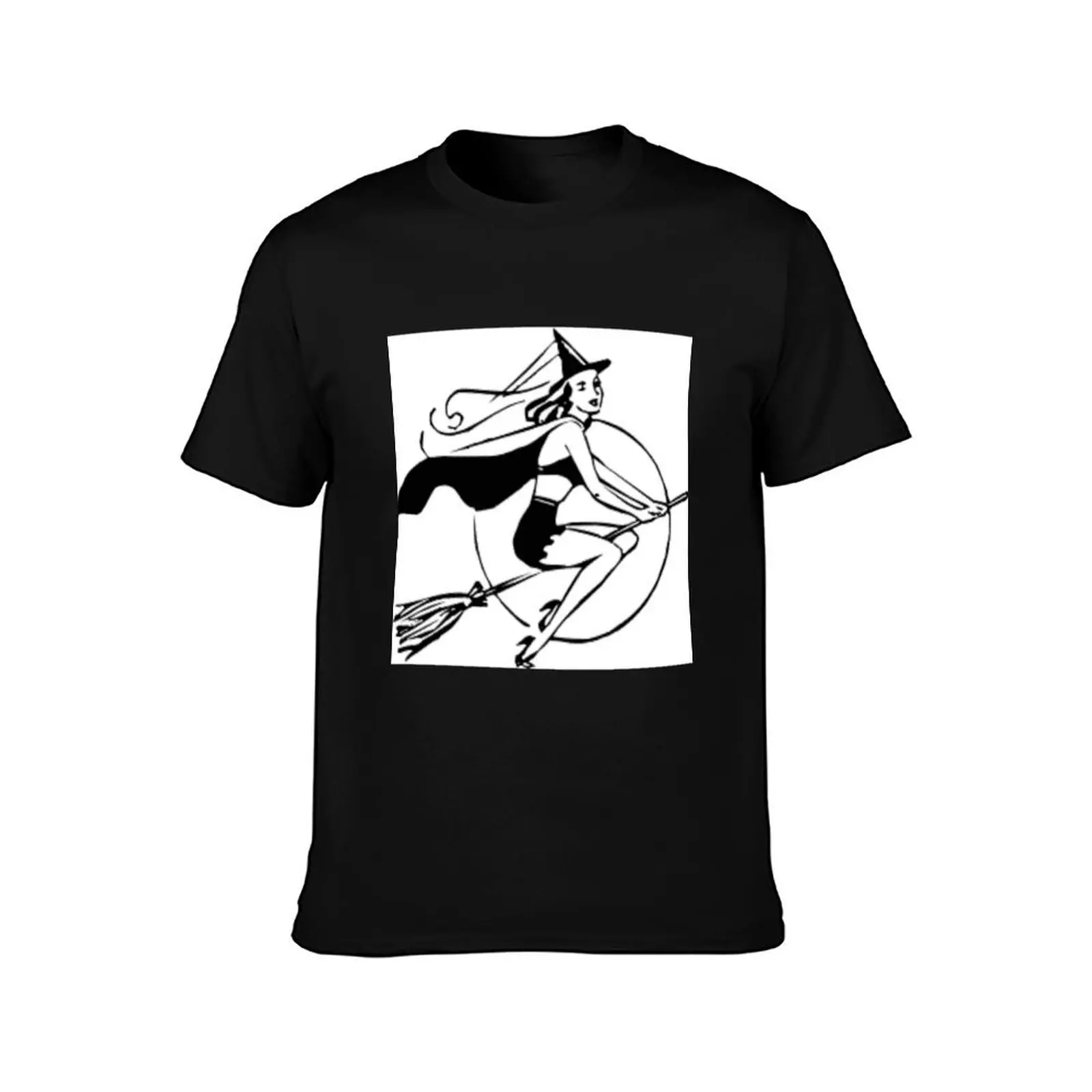 Sexy Halloween Witch On Broom T-Shirt Fitness Quick Dry Short Sleeve Top