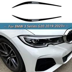 자동차 헤드라이트 눈썹 눈꺼풀 커버 트림, 장식 글로스 블랙 바디 키트, ABS, BMW 3 시리즈 G20 320i 325i 330i 2019-2023 +, 2 개