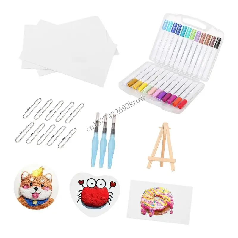 Bubble Drawing Set Painting Set Canvas Sponge Raised Texture Paper Assorted Markers Decorative Chains Water Markers R9CB