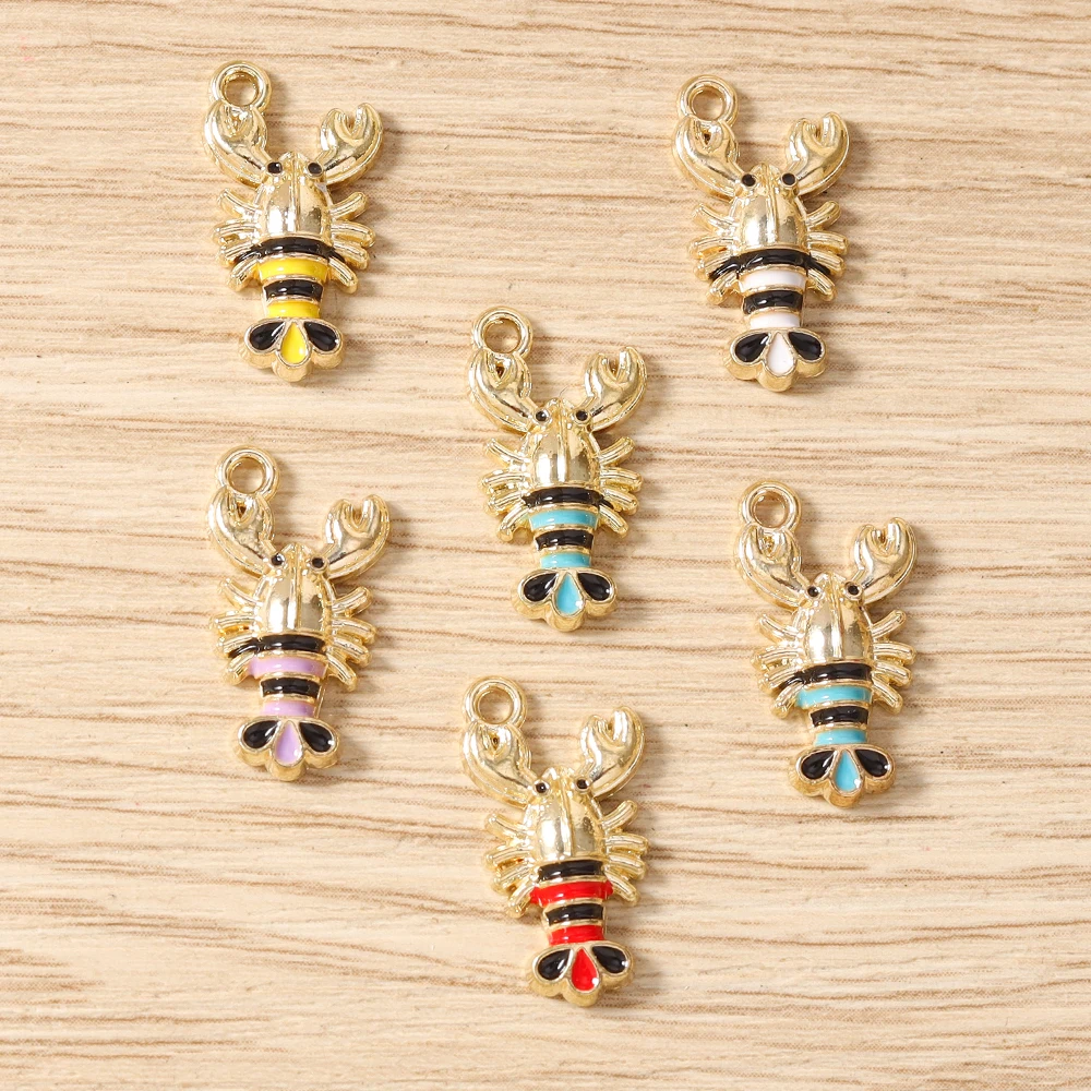 Tusember 20 Stück Bunte 19*10mm Kawaii Emaille Niedliche Hummer-Anhänger Schmuckherstellung Armband Halskette DIY Ohrringe Zubehör – Detail 3
