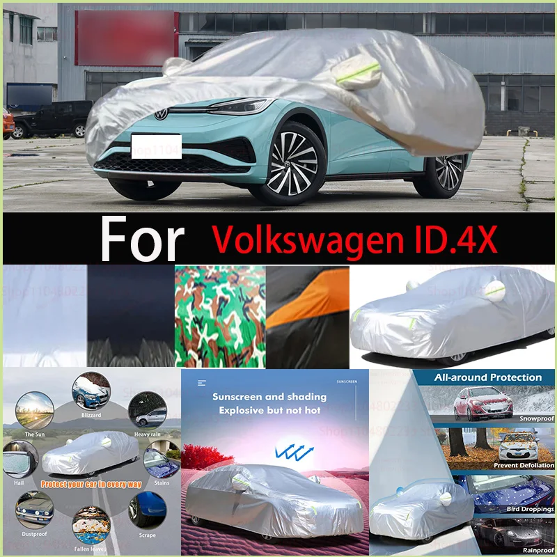 

For Volkswagen ID.4X Windproof Car Cover with Reflective Strip Auto Anti-UV Sun Rain Snow Dust Paint Protect Cover