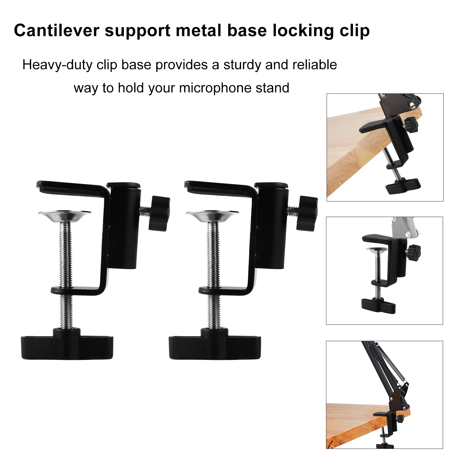

2 Pcs Metal Base Microphone Stand Holder Clip Desk Table Scissors Clamp Mounting Plastic Bracket