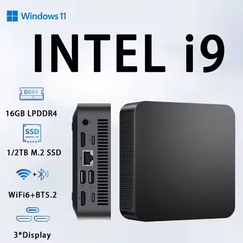 2026 New MINI Gaming PC Windows 11 Intel Core i9 8950HK 16GB RAM 1TB SSD WIFI 6 BT5.2 4K HD Mini Gaming office study Pc