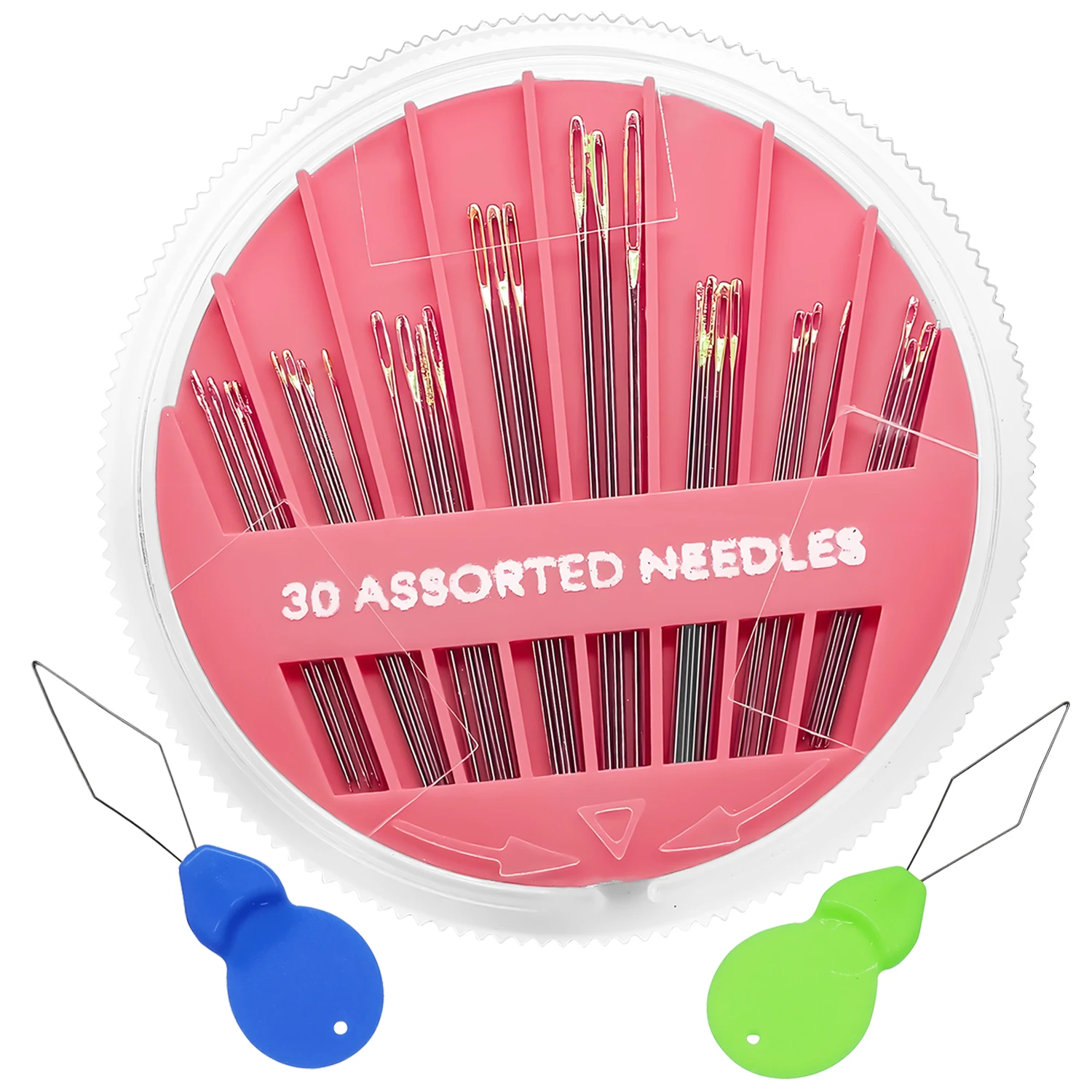 High quality 1Pack 30-Count Assorted Needles 6 Different Sizes Hand Sewing Needle and 2Pcs Needle Threader tool For Sewing Parts
