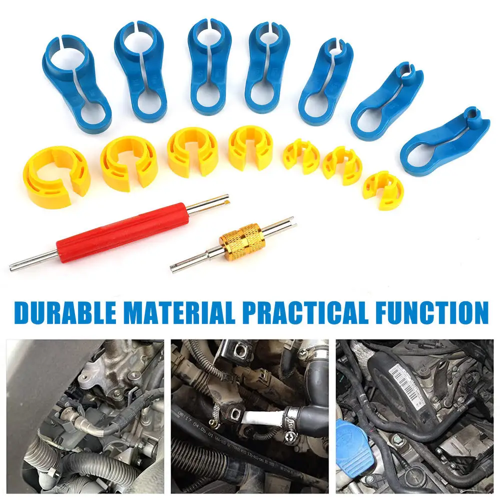 16Pcs Car Auto AC Line Disconnect Tool Kit Fuel Line Quick Removal Tool Fuel Line Disconnect Fuel Line Angled Disconnect Tool