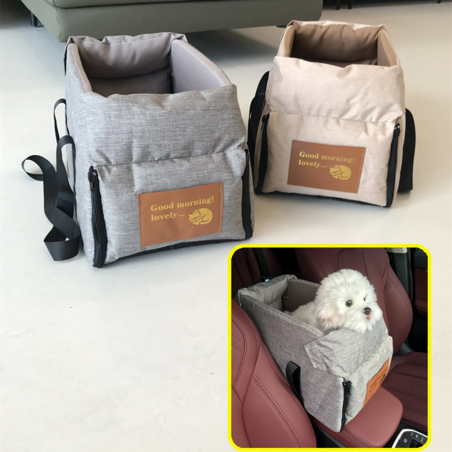 Convenient and Comfortable Pet Cat Seat with Elevated Small Armrest - Portable and Handy 42X22cm Size Travel Bag Dog Carrier - E