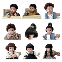 Q0KB Baby Wig Children's Bobo Curl Short Hair Photo Props Infant Toddlers Wig Headwear Girl's Braid Small Kids Hair Cover