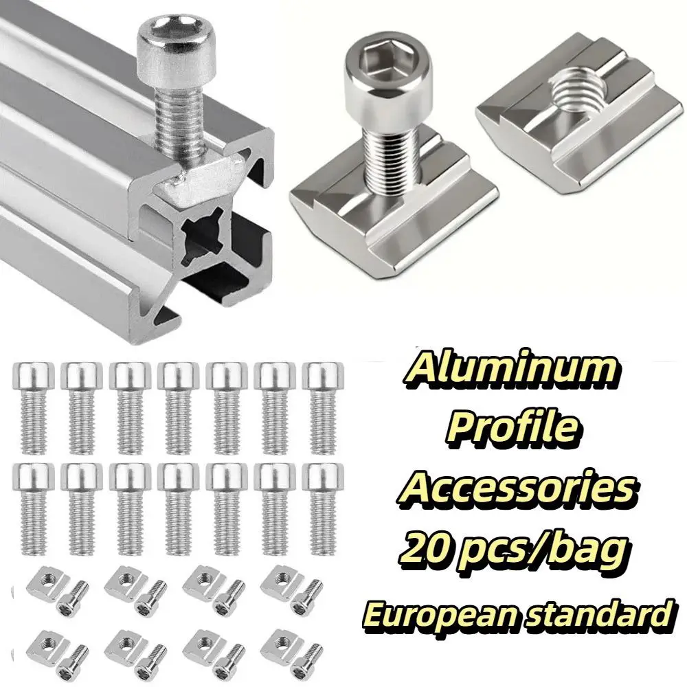 20pcs/bag Quality Stainless Steel European Standard Aluminum Profile Fasteners Stable Structure Easy Installation Slider Nuts