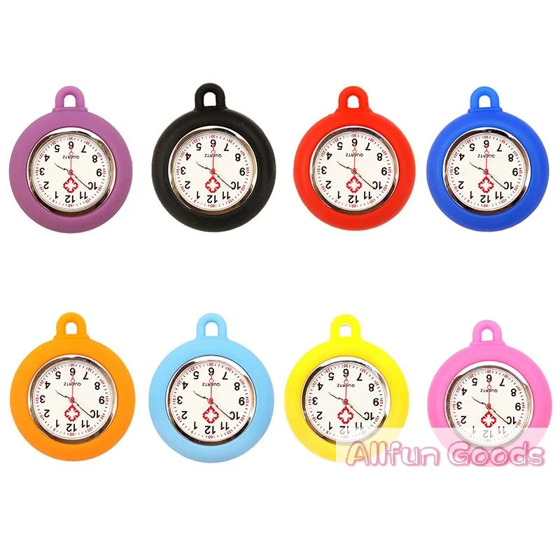 Nurse Doctor Unisex Colourful Silicone Pocket Watches Clock Head Face Parts For Badge Reel Keychains Lanyards Key Rings Rope