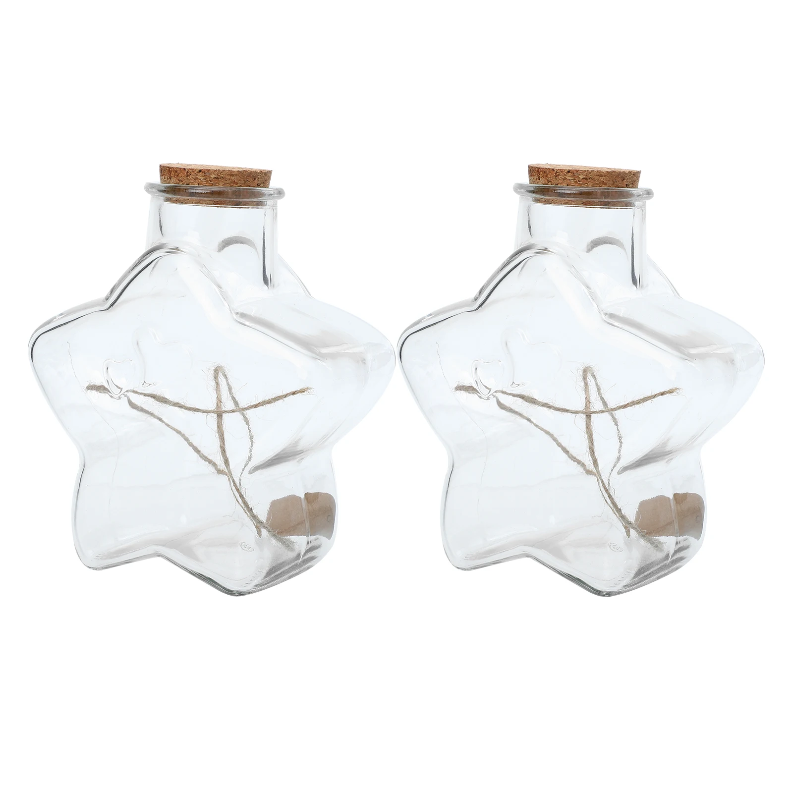 

2pcs Creative Five-Pointed Star Wishing Glass Bottles Transparent Diy Drift Perfume Corked Candy Decorative Glass Bottle