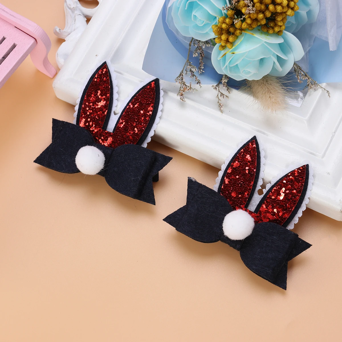 

Cute Bow Rabbit Ear Hair Clips for Girls Beautiful Decorative Barrettes Toddler Baby Girl Hair Accessories Everyday Use