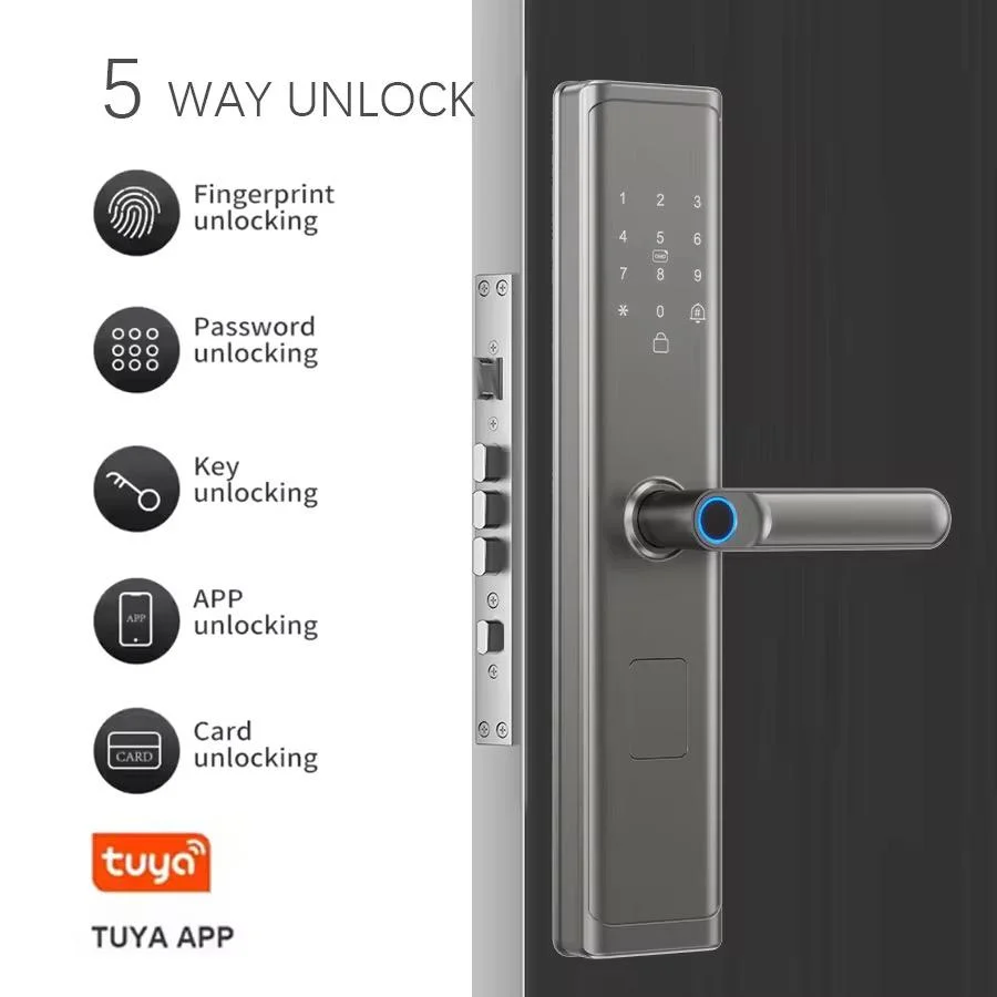 Tuya Wifi بدون مفتاح بصمة قفل الباب الذكي مقبض لوحة المفاتيح دخول رمز المرور الإلكتروني لمصنع الباب الأمامي بالجملة