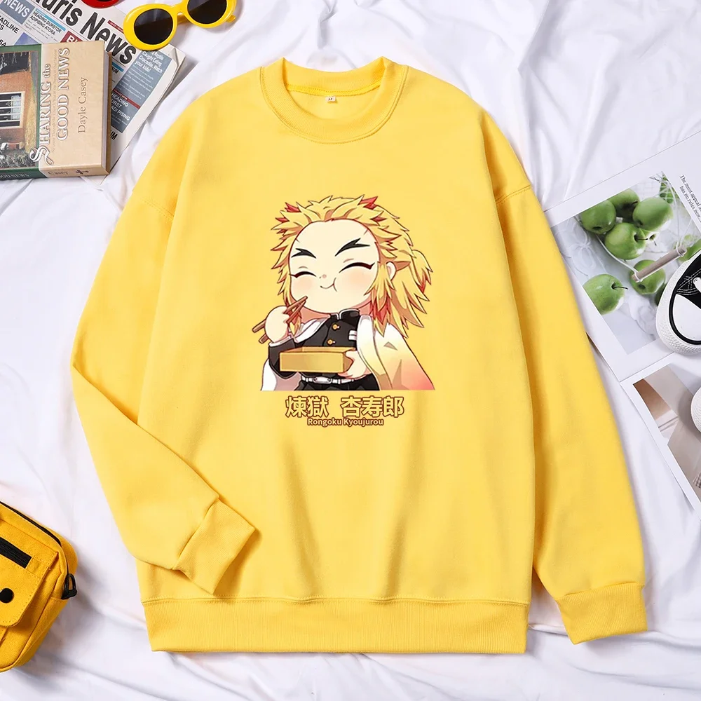 

Demon Slayer Anime Rengoku Kyoujurou Women Sweater Autumn Trendy Hoody Crewneck Fleece Pullover Simple Loose Female Sweatshirt