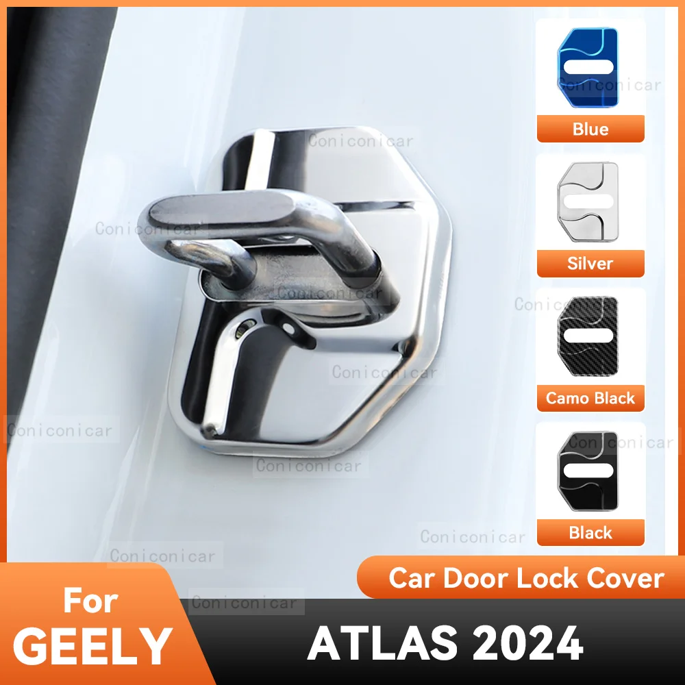 For GEELY ATLAS 2024 Accessories Car Door Lock Protect Cover Emblems Case Stainless Steel Decoration Protection