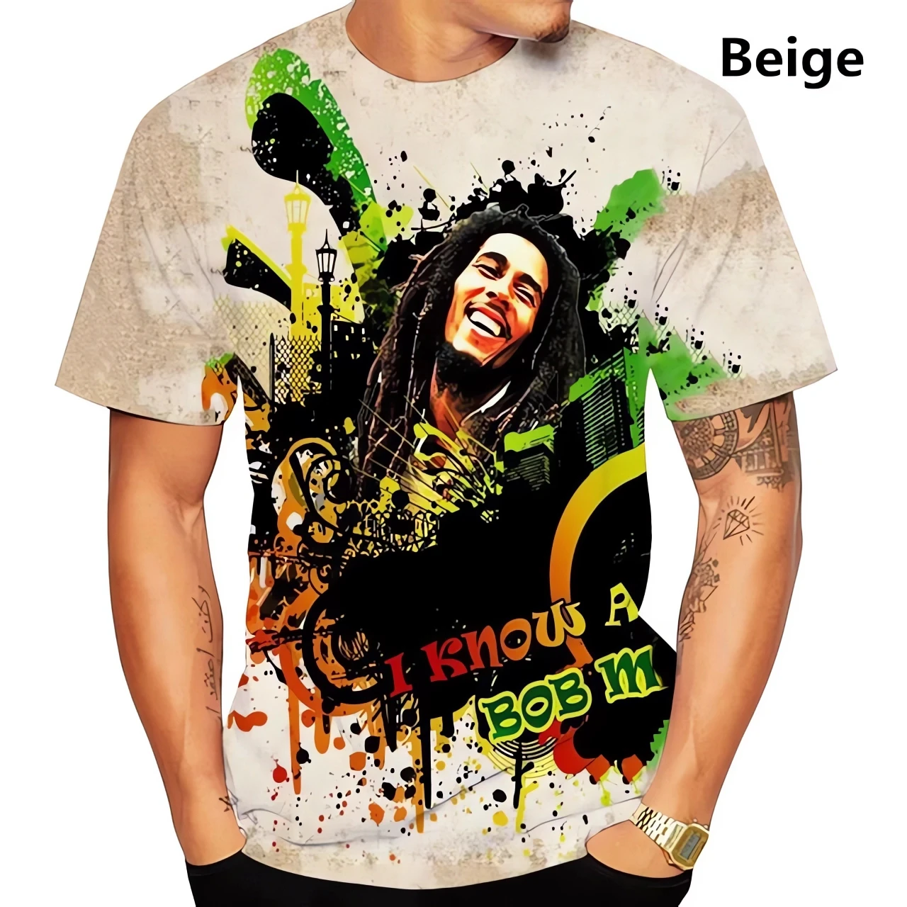 2024 Fashion Trend T-Shirt Summer Bob Marley Men 3d Printed T-shirt Reggae Music Hip Hop Casual Short Sleeve Printing Tee Shirt