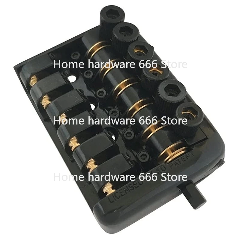 

Black Fixed 6 String Headless Guitar Bridge Tailpiece Roller Saddle Headless Guitar B