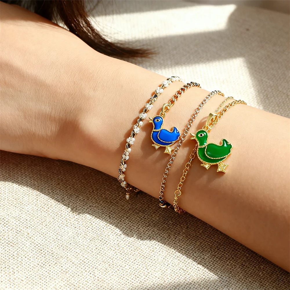 4 stuks hangers messing zirkonia emaille schattige eend bedels stijlvol voor diy sieraden ketting armband maken accessoires voor vrouwen mannen