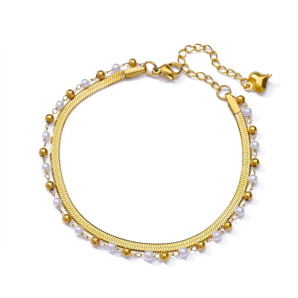 Zircon Cross Anklets for Women, Double Chain Design
