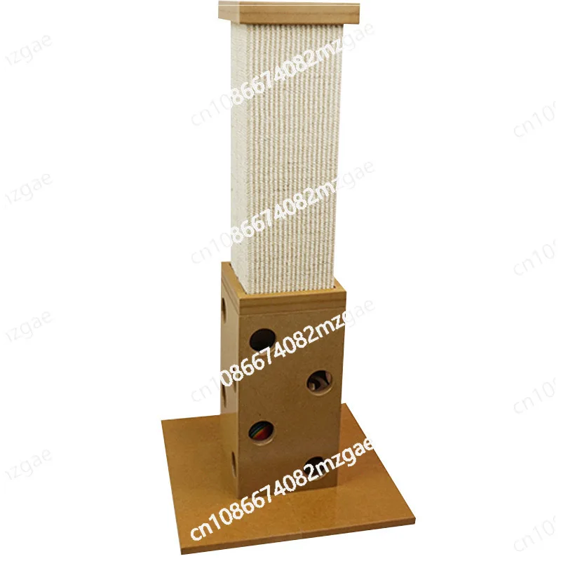Roman column, grinding claws and playing without mistake, the cat rests and decompresses the self-hi vertical