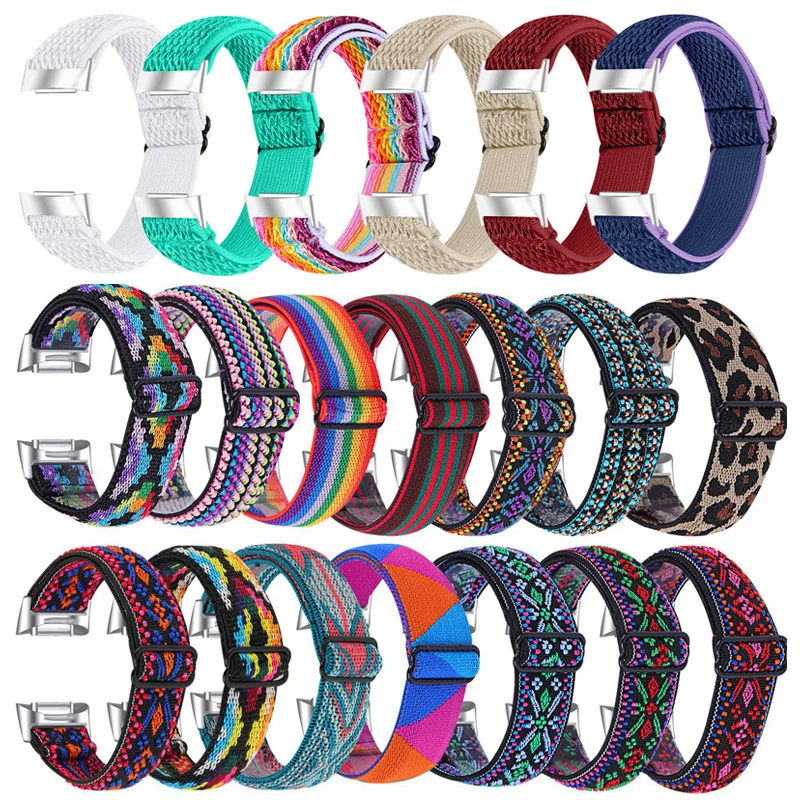 Elastic Bands For Fitbit Charge 6 5 Sports Fabric Bracelet Strap Loop For Fitbit Charge 5 Watchband Printing Wrist Band Correa