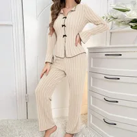 Vêtements de nuit femmes pyjama ensemble femme femmes maison vêtements pantalons ensembles femmes pyjamas été Pijama porter à manches longues sommeil salon 3