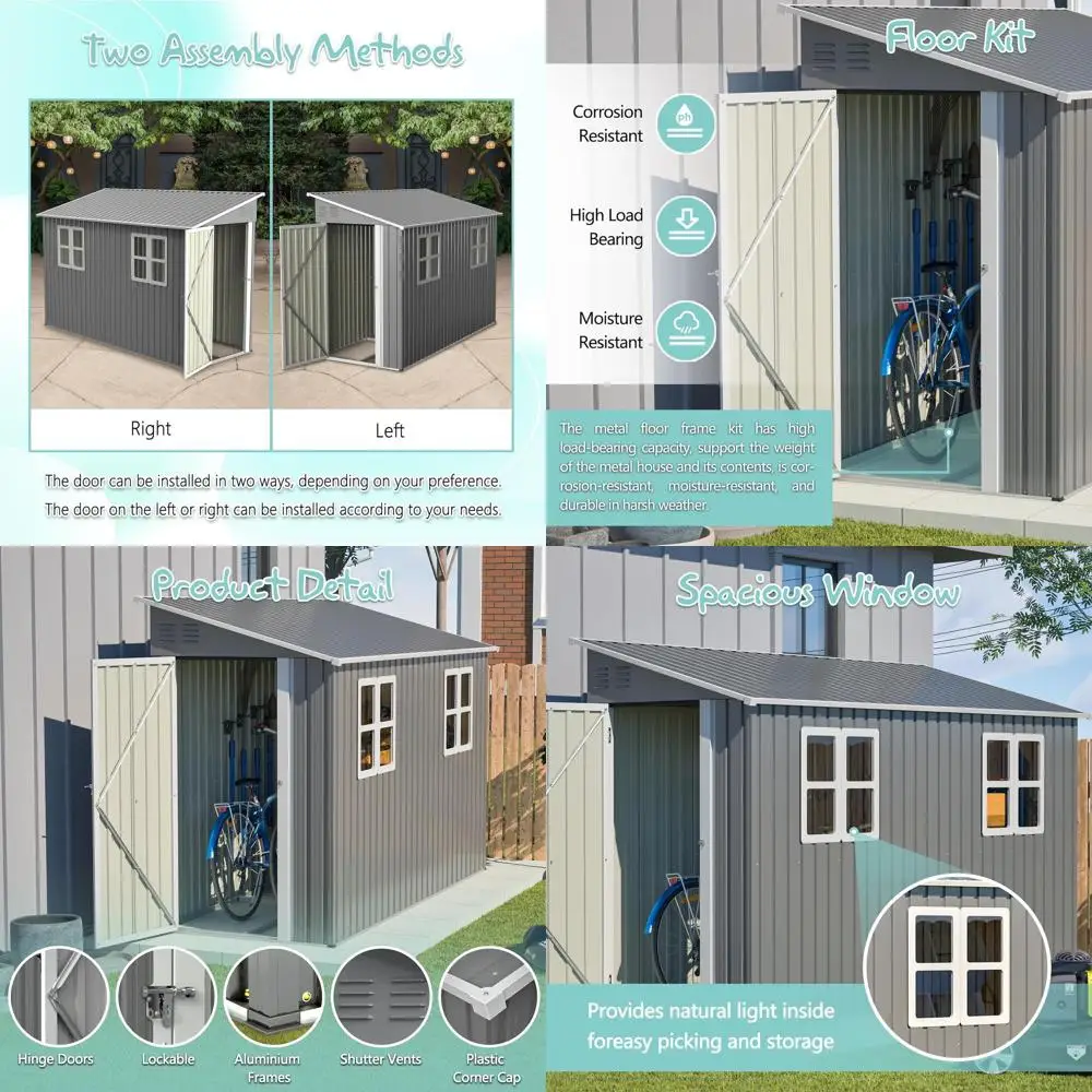 

Металлический навес для хранения вещей размером 4x10 футов с пол, отступающимся в дизайн, 2 окна — идеально подходит для наружного патио, сада и хранения инструментов