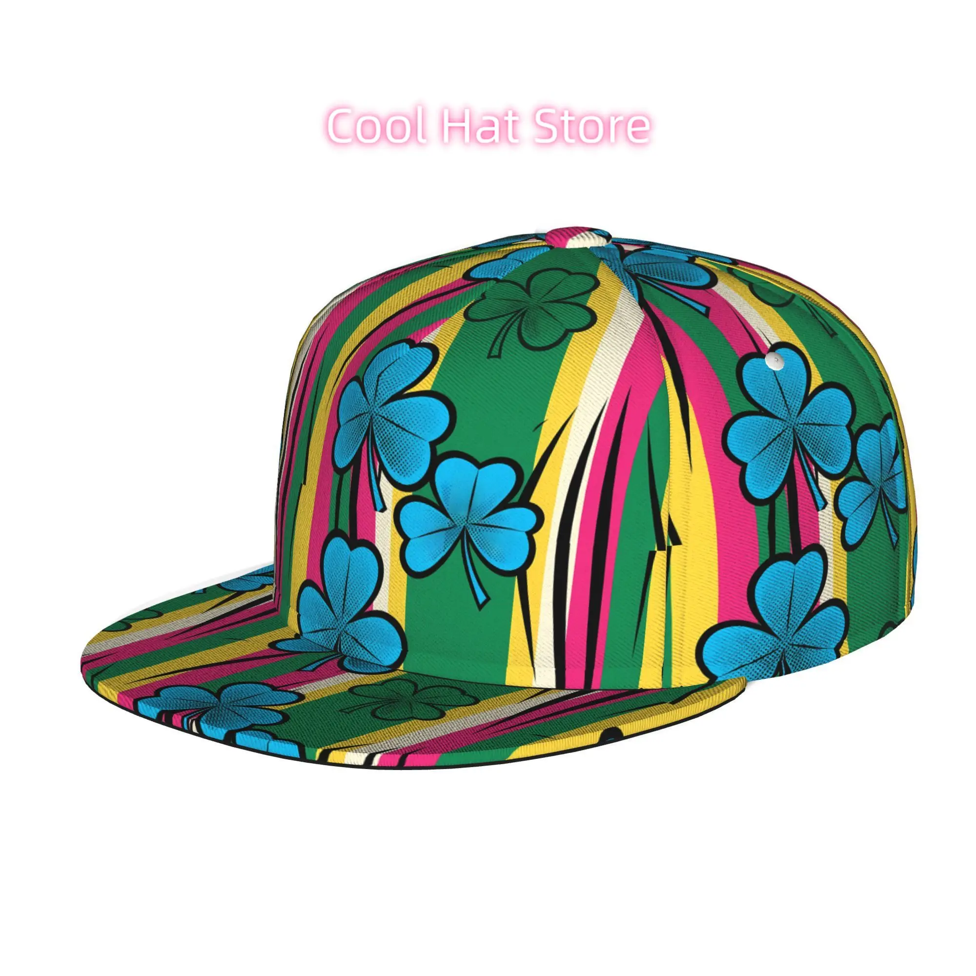 Baseball Caps for Both Men And Women Featuring a Clover Design, with an Adjustable Snap Brim And a Flat Top. Ideal for Casual Ou