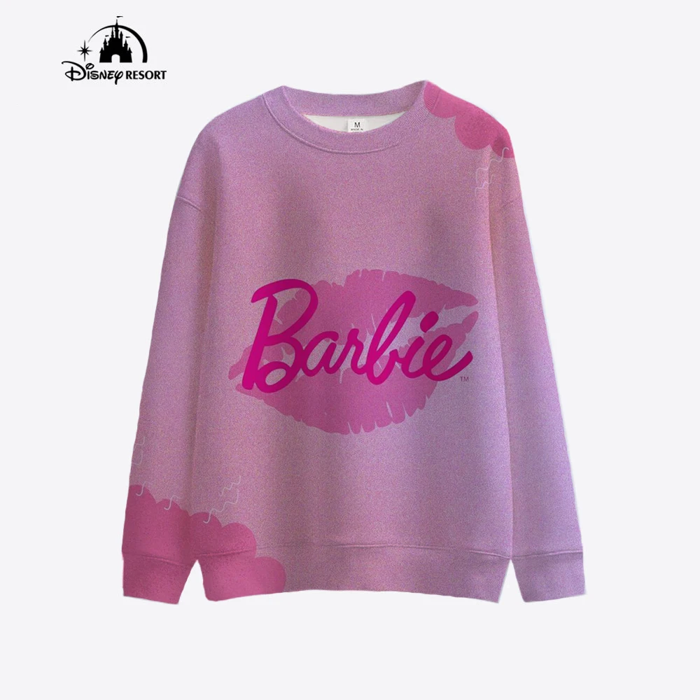 Casual Eenvoudige Damestrui Barbie Cartoon Print Hoodies Ronde Hals Zacht Sweatshirt Vrouwelijke Kleding Cartoon Schattige Dames Hoodie ﻿