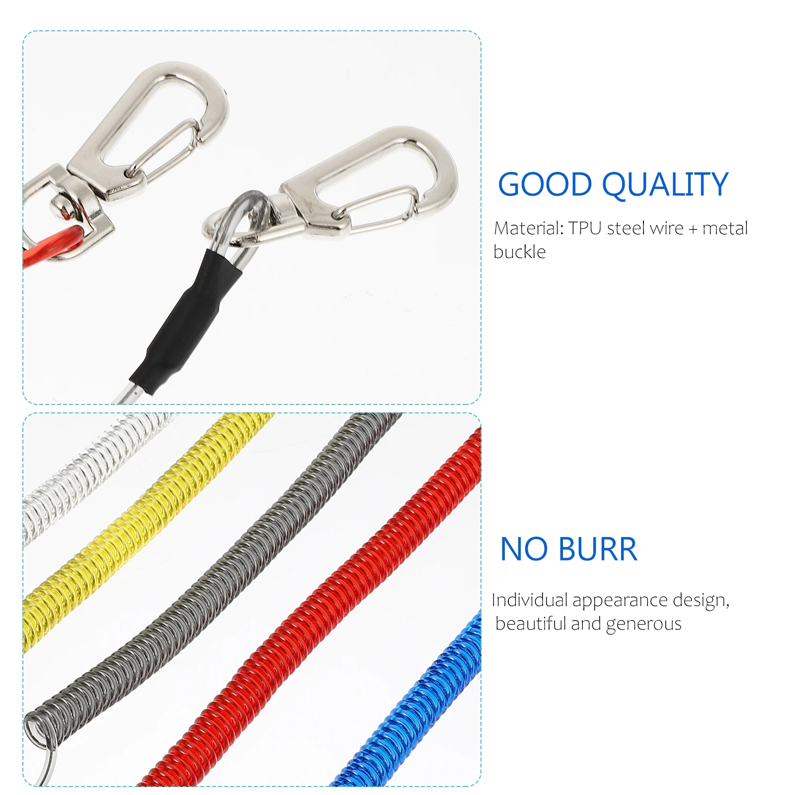 

5pcs Spring Rope Durable TPU Steel Wire Retractable Lanyard Key Coil Six Colors Climbing Accessories Outdoor Camping Hiking