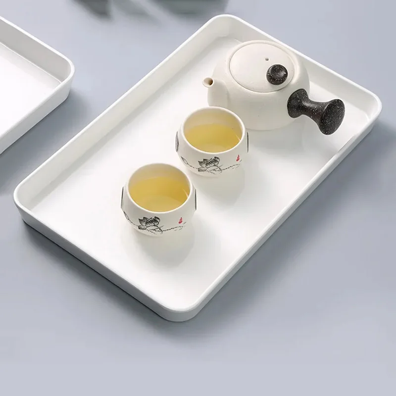 

Kitchen Modern Tea Tray Kettle Home Gadget Rectangular Coffeeware Teaware Serving Tray Plastic Plate Cay Tepsisi Home Decor