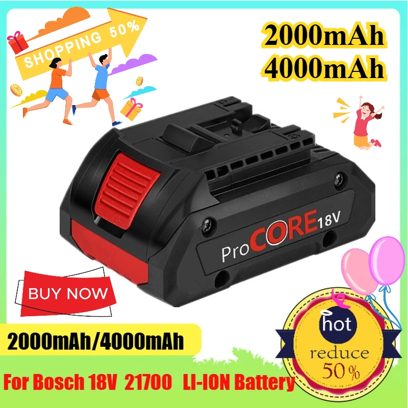 

18V 2000mAh/4000mAh For BOSCH 21700 Cell 18V Lithium Battery Universal Electric Drill Power Tools