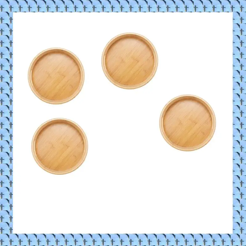 

NOCM 4X Round Serving Bamboo Wooden Tray For Dinner Trays Tea Bar Breakfast Food Container Handle Storage Tray 1