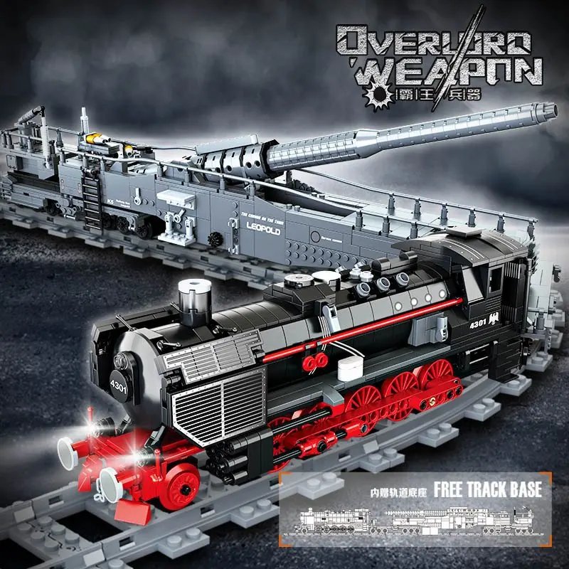 

FC4301 1361pcs Creative Military Weapon K5 Train Gun Rail Car Building Blocks Bricks Assembling Model Children's Toys Gift Set