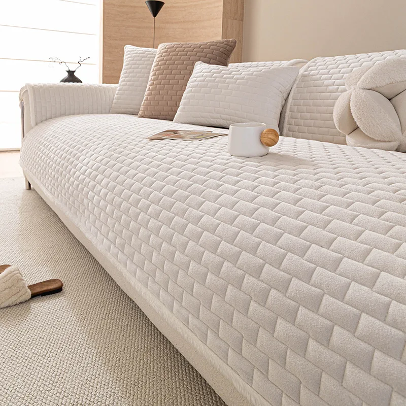 High-grade Chenille Sofa Cushion Four Seasons Universal Non-slip Straight Type Sofa Cover Straight Row Sofa Cushion Suit
