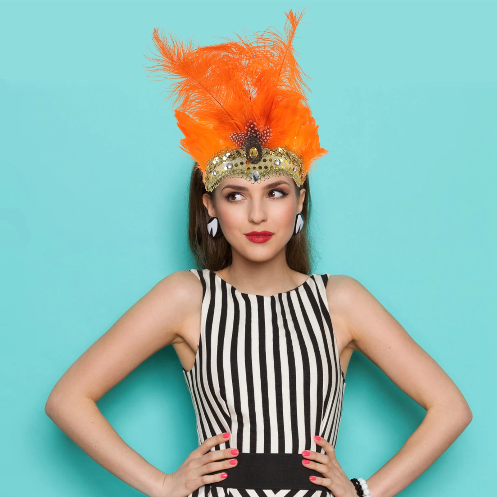 

Headdress Bright Color Fashionable Masquerade Party Costume Accessory Native American Wedding Hair Band Headwear For