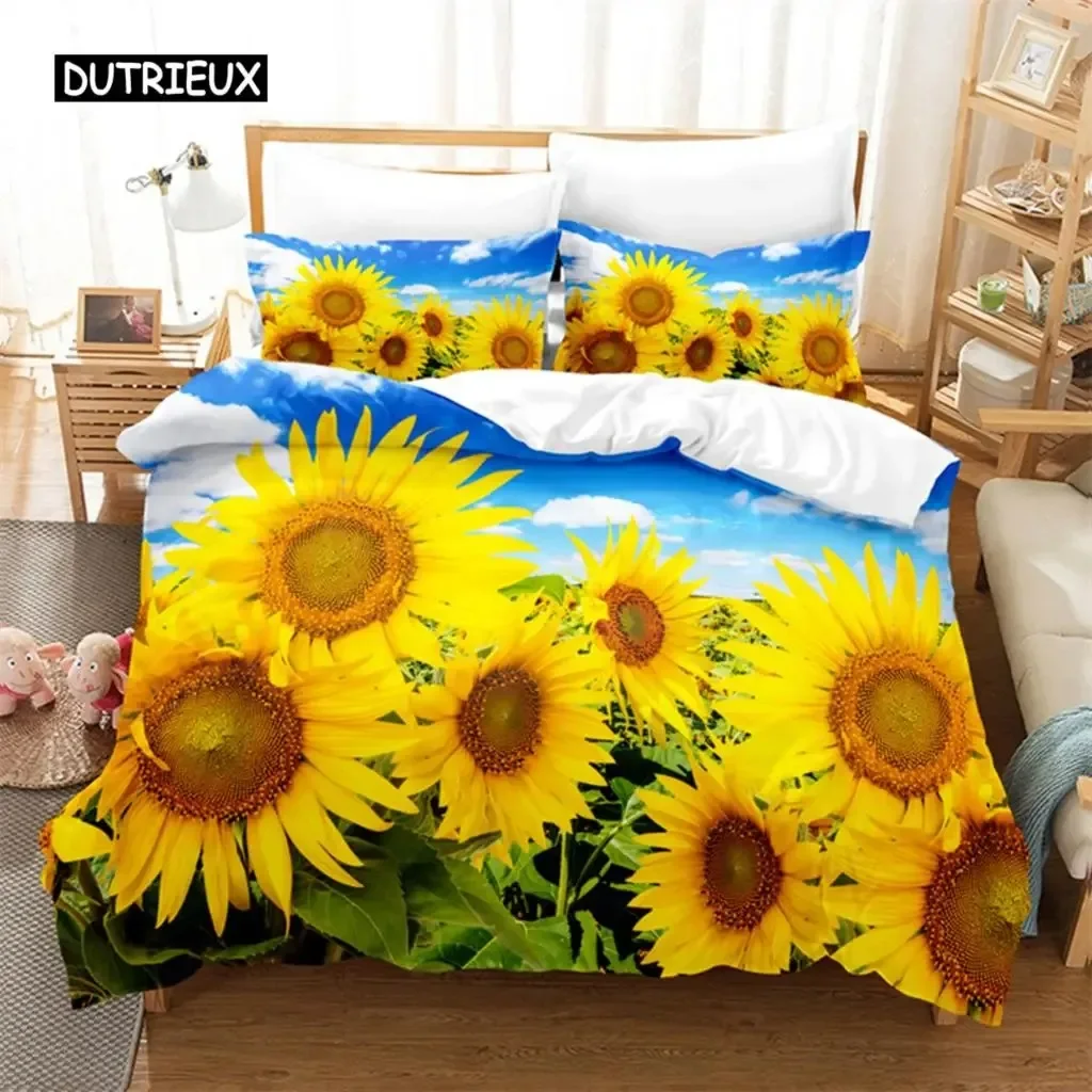 

Sunflower Bedding Set Single Twin Full Queen King Size Bed Set Aldult Kid Bedroom Duvetcover Sets 3D Anime bed sheet set