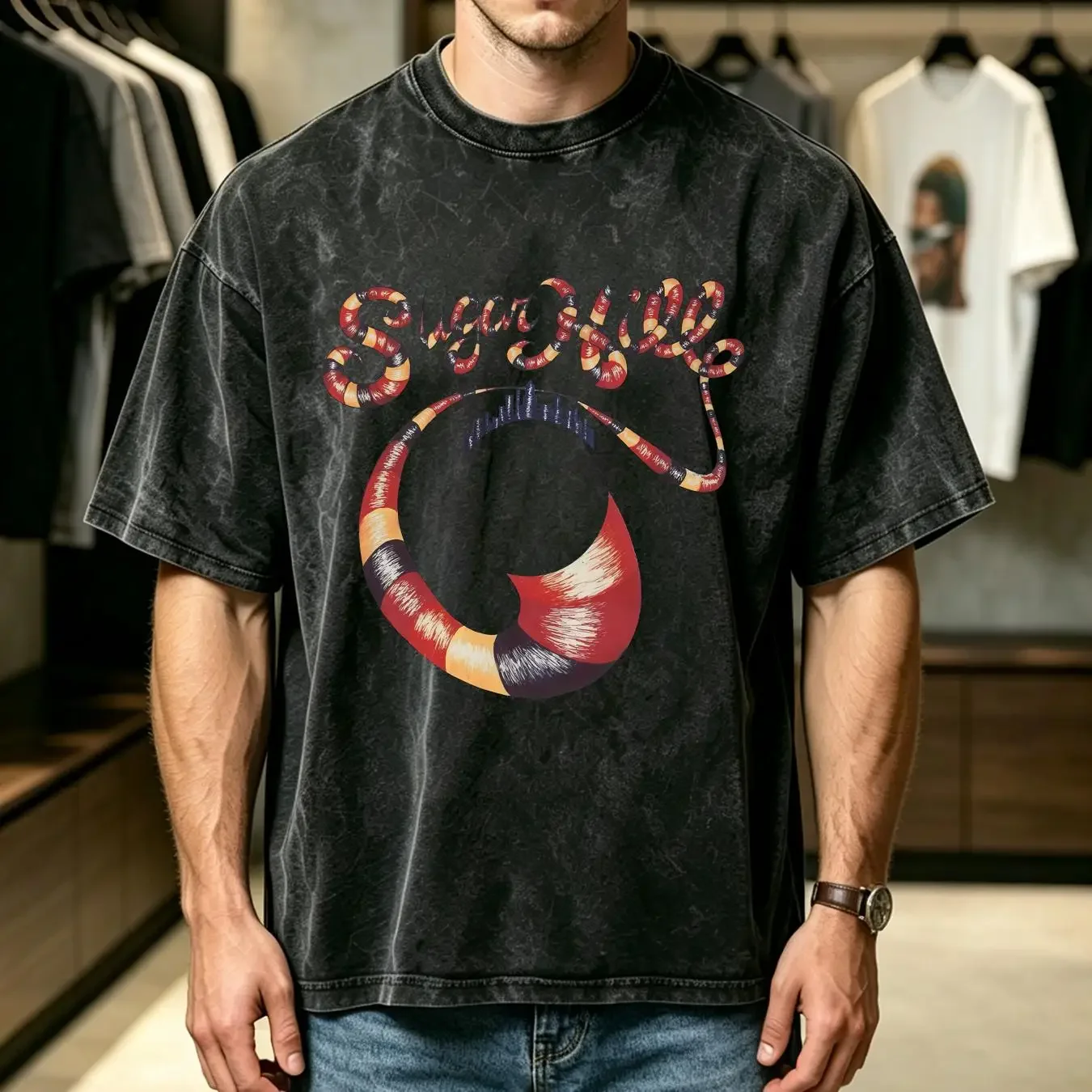 washed T Shirt Sugar Hill Records Retro NY Rap Hip Hop Music Gang Grandmaster Flash 373 vintage Washed Versatile Unisex