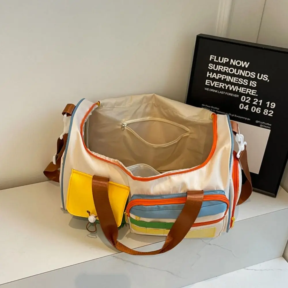 Zipper Oxford Travel Duffel Bag Sturdy Foldable Nylon Duffle Bag Multi-functional Solid Color Large Capacity Handbag Trip