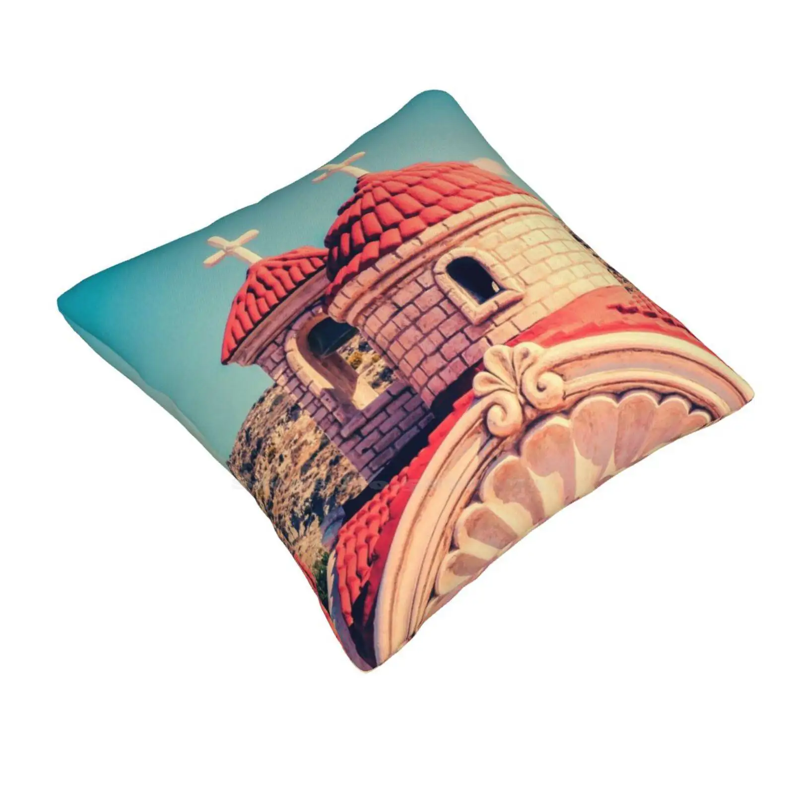 Roadside Shrine , Cyprus Pillows Case Bedroom Home Decoration Shrine Roadside Cyprus Aphrodite Blue Sky Cross Church